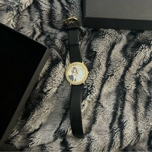 Betsey Johnson Black and Gold Women's Watch